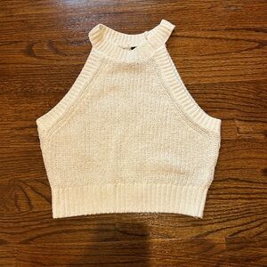 Cream Sleeveless Knit Top